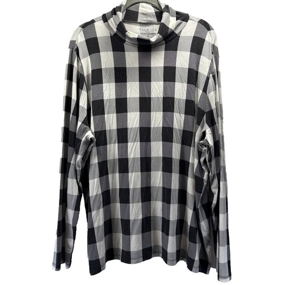 Talbots Tops - Talbots Thermal Warmth Turtleneck Top Size 2X Black Ivory Check Long Sleeves